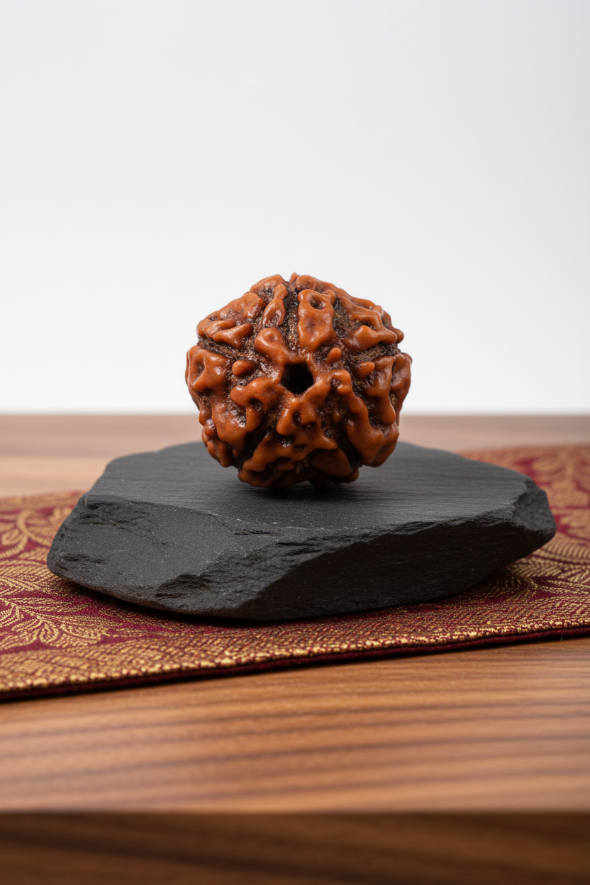 5 Mukhi Premium Java Indonesian Rudraksha 14mm Regular Plain White Background