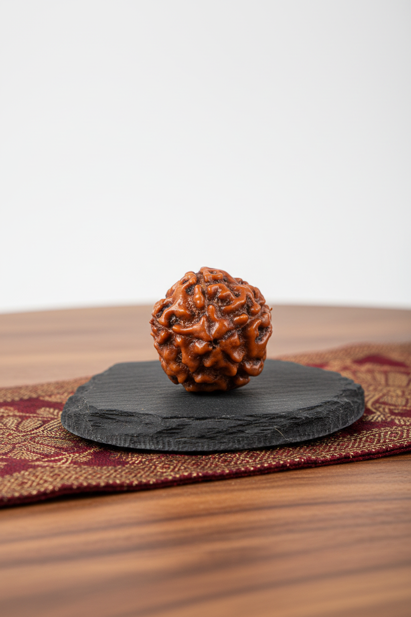 5 Mukhi Premium Java Indonesian Rudraksha 14mm Regular Plain White Background