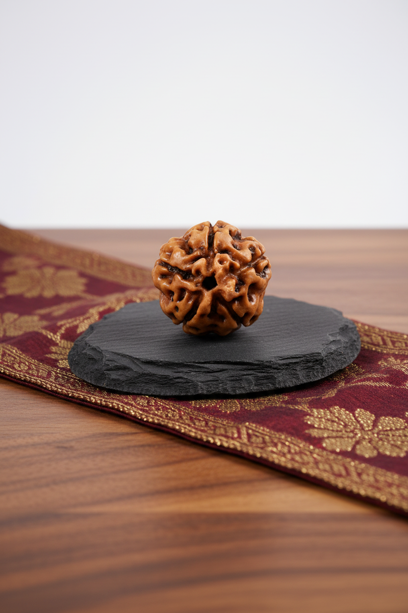 5 Mukhi Premium Java Indonesian Rudraksha 16mm Large Plain White Background