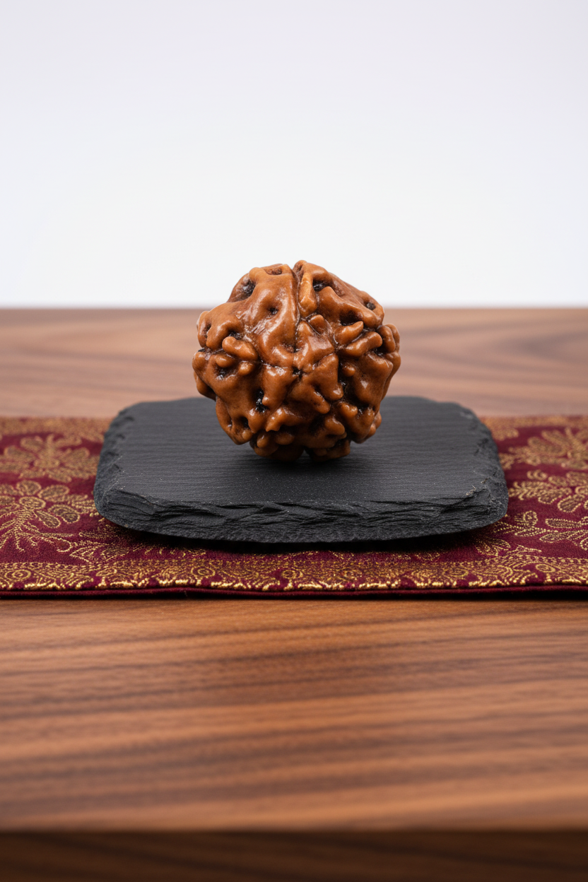 5 Mukhi Premium Java Indonesian Rudraksha 16mm Large Plain White Background
