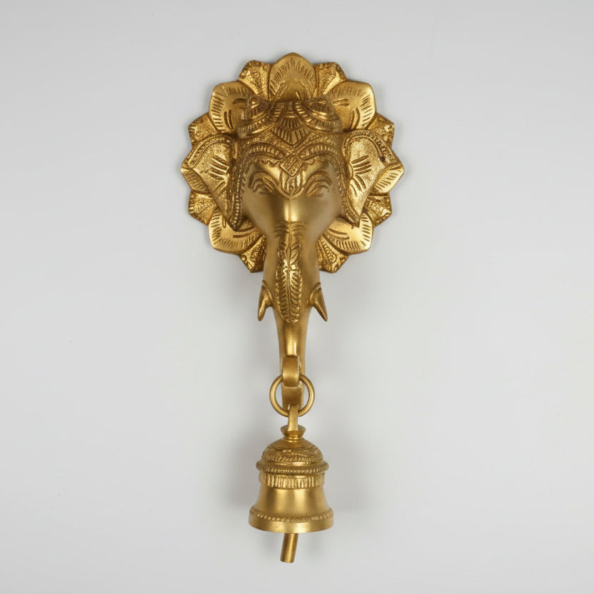 Ganesha Face With Bell Hanging Wall Artifact (I)