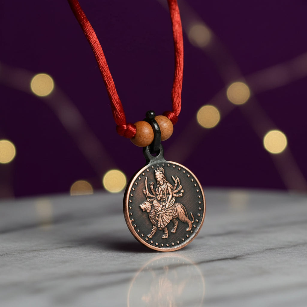 Shree Durga Bisa Yantra Copper Locket-Large-With Thread