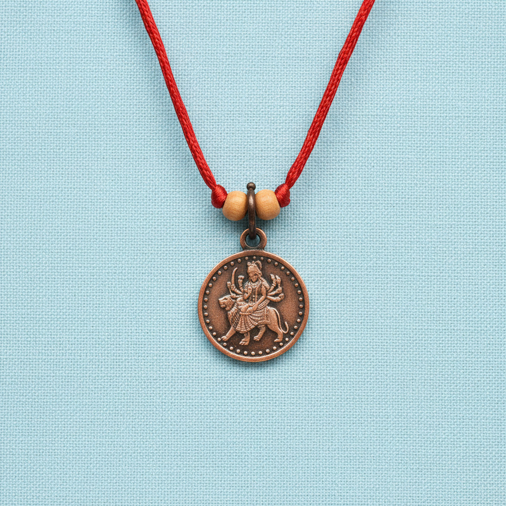 Shree Durga Bisa Yantra Copper Locket-Large-With Thread