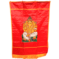 Temple Curtain Ganesha Design-Blue