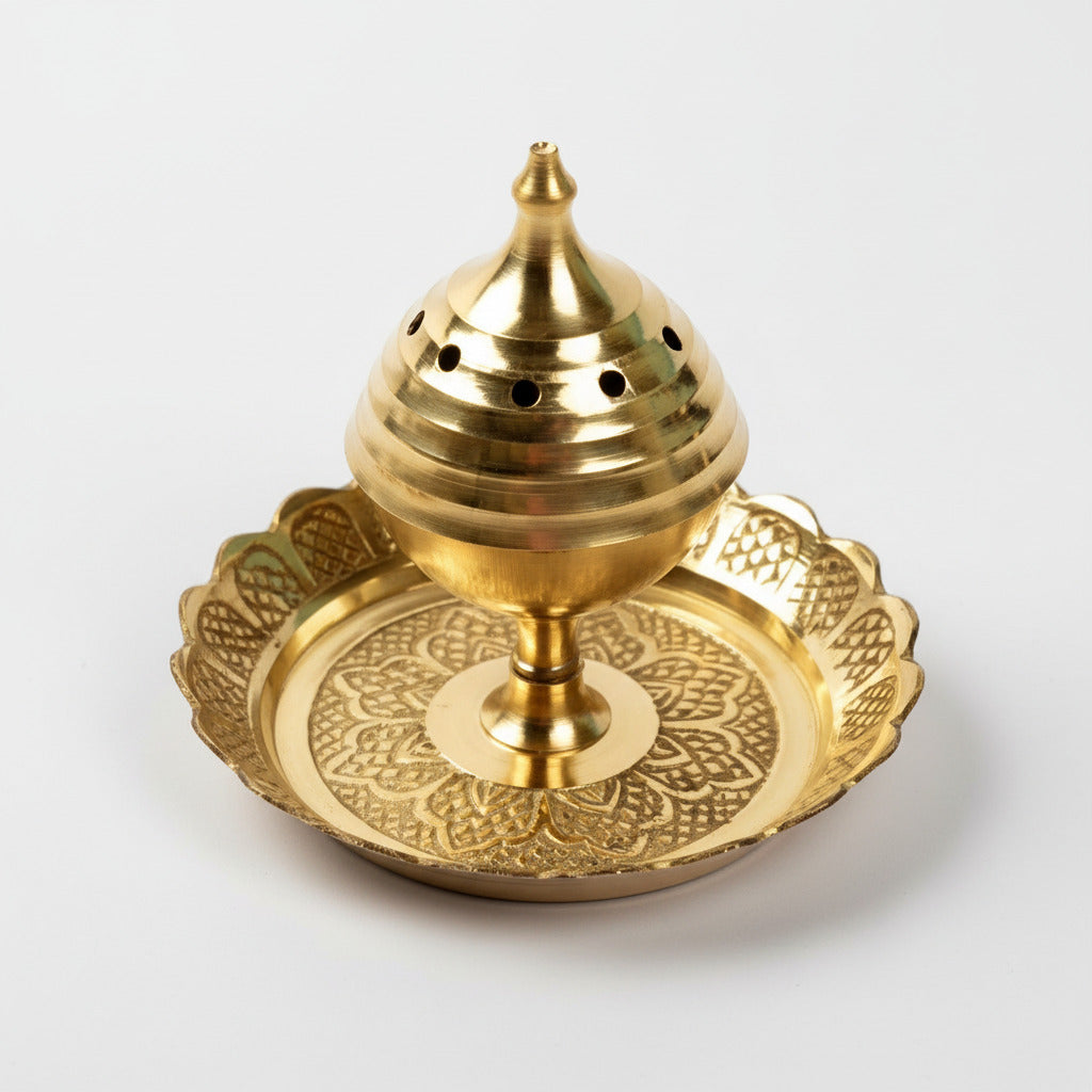 Floral Agarbatti Stand In Brass (I)