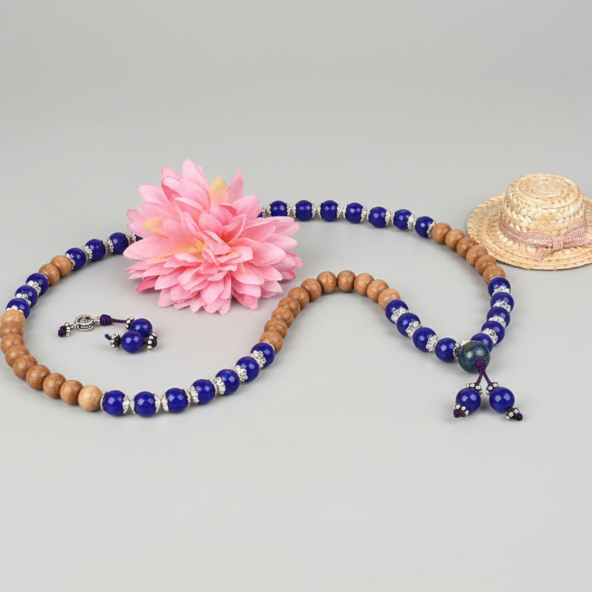 Blue Jade and Sandalwood Mala
