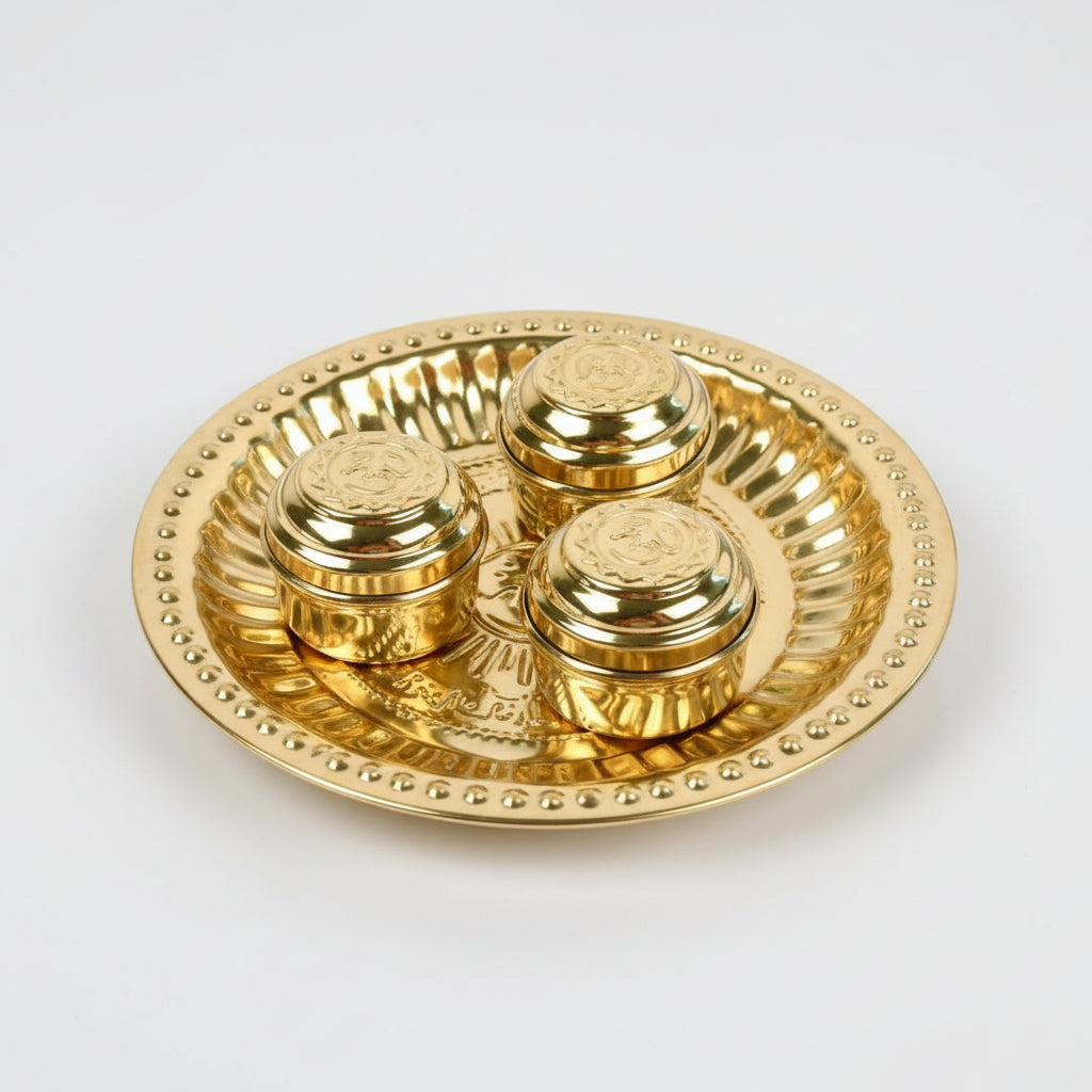 Haldi Kumkum Containers In Brass (I)