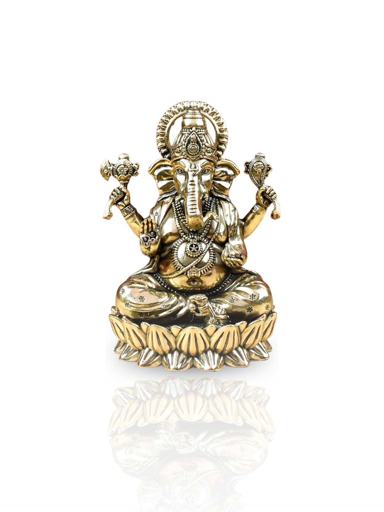 Kamal Ganesh Ashtadhatu Idol Ganesha on Lotus Energised Murti