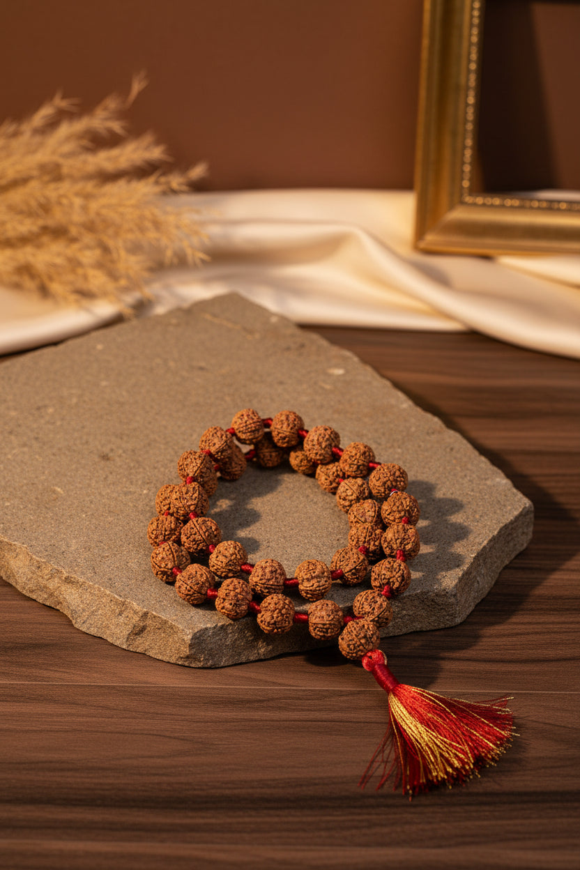 5 Mukhi Nepal Rudraksha Beads Mala - 15 mm
