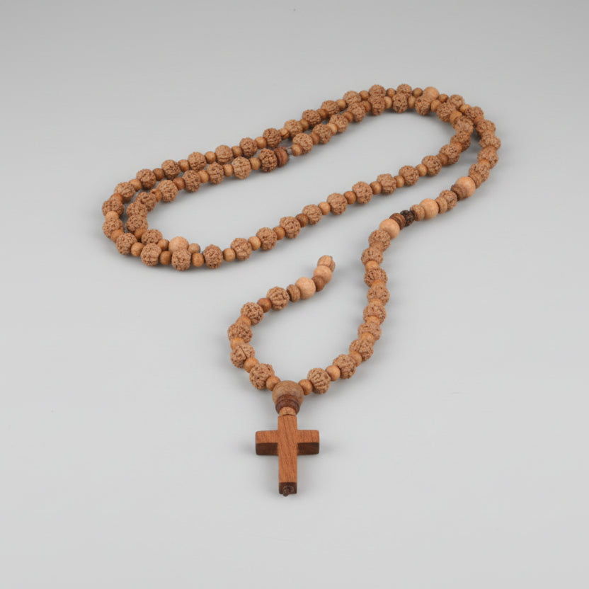 6 Mukhi Semi Chikna Mars Mala from Java with Sandalwood Beads