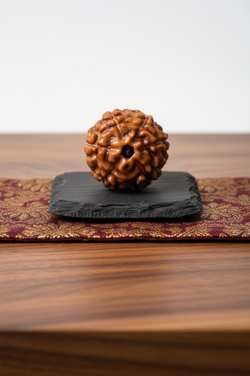 6 Mukhi Premium Java Indonesian Rudraksha 14mm Regular Plain White Background