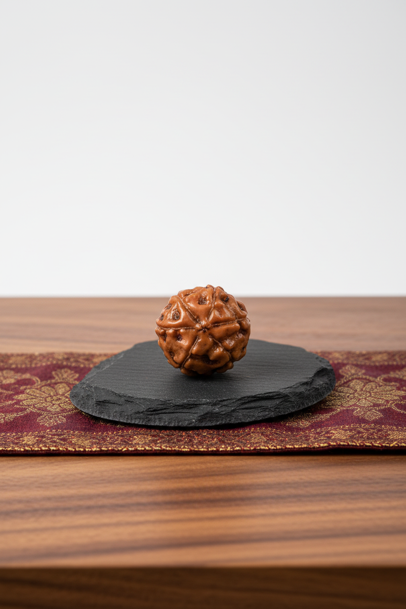 6 Mukhi Premium Java Indonesian Rudraksha 14mm Regular Plain White Background
