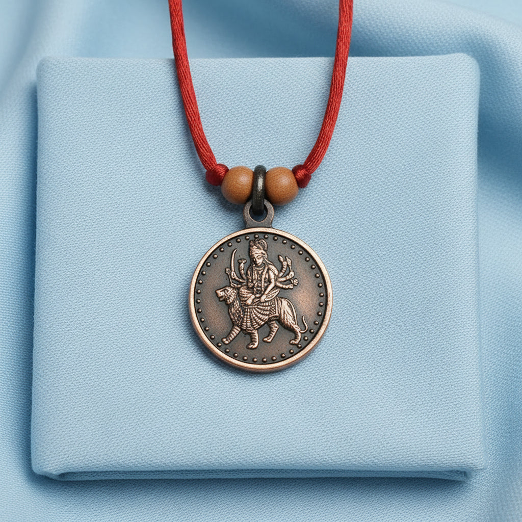 Shree Durga Bisa Yantra Copper Locket-Small-With Thread