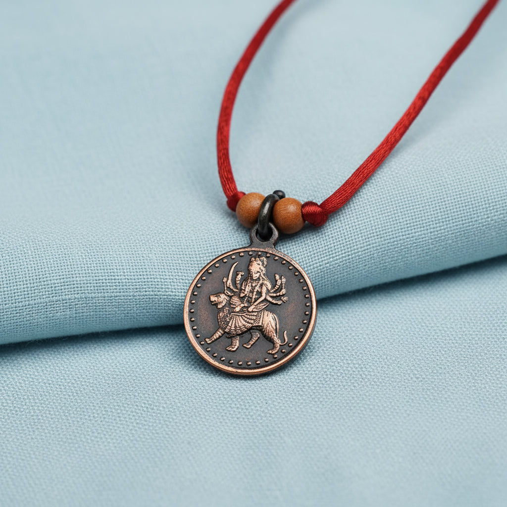 Shree Durga Bisa Yantra Copper Locket-Large-With Thread