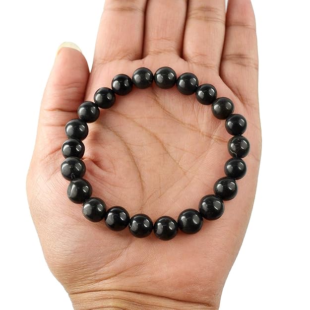 Black Agate (Hakik) Bracelet – Natural Gemstone Bracelet 8 mm Beads