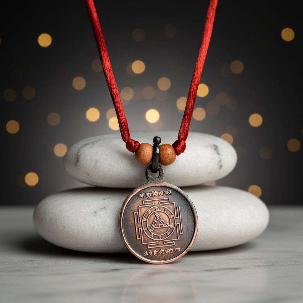 Shree Durga Bisa Yantra Copper Locket-Large-With Thread