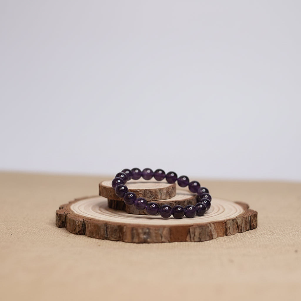Amethyst Round Beads Bracelet-8 mm