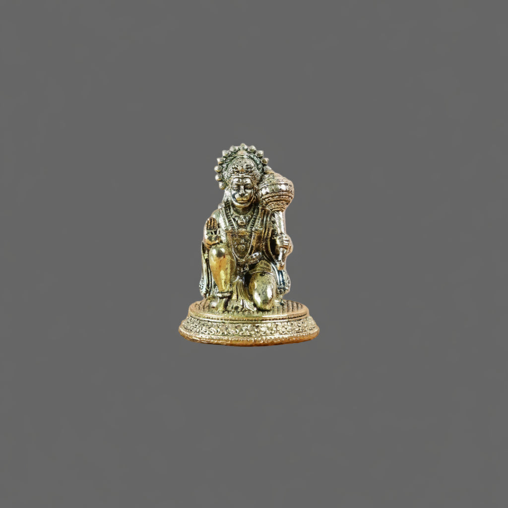 Mani Monk Brass Sitting Hanuman Blessing Idol - 1.6 Inch - Divine Grace and Protection for Home, Office and Puja Room
