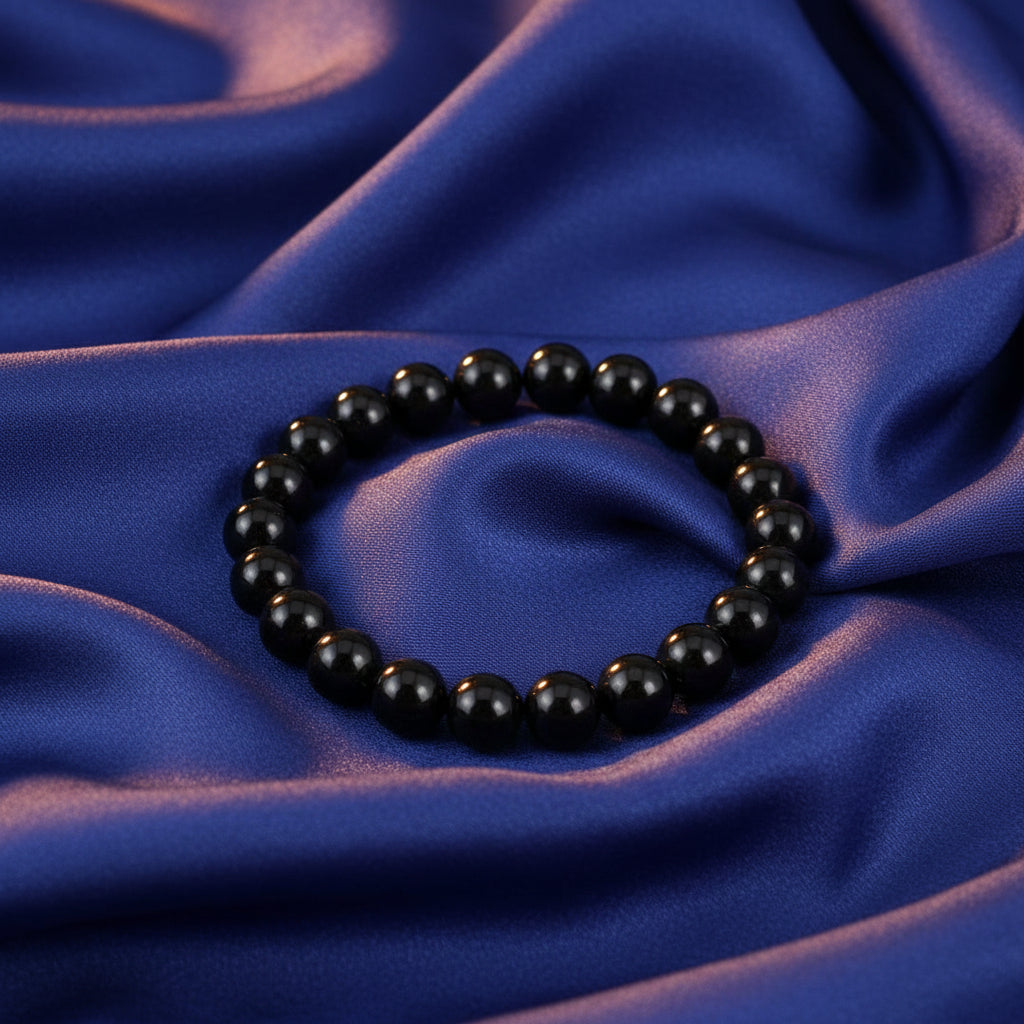Black Agate (Hakik) Bracelet – Natural Gemstone Bracelet 8 mm Beads