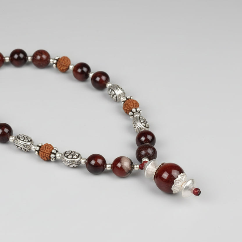 8 mukhi Rudraksha and Red Tiger Eye beads Mala