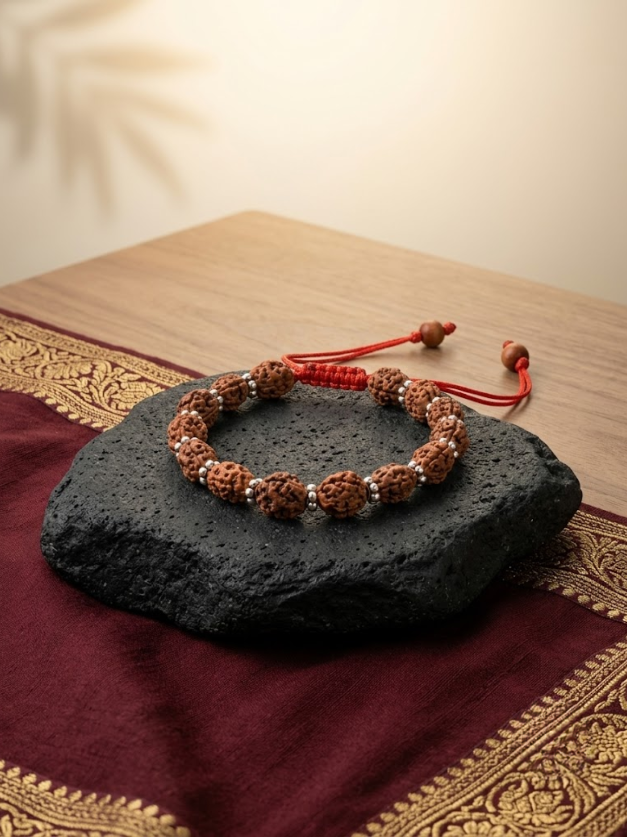 Mani Monk Spiritual 2 Mukhi Rudraksha Chakri Bracelet in German Silver