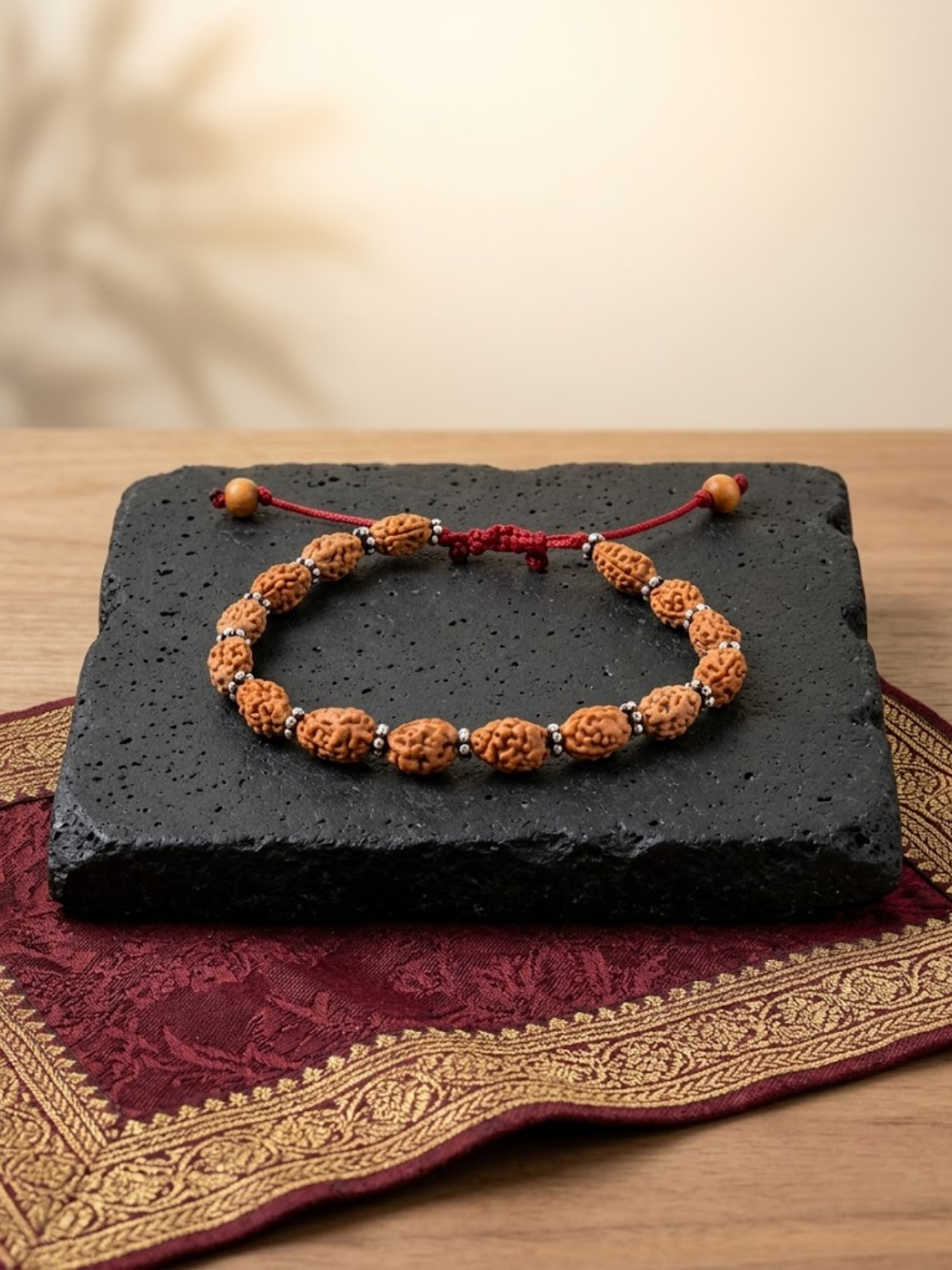 Mani Monk Moon Java Bracelet with Silver Chakri – 10 mm