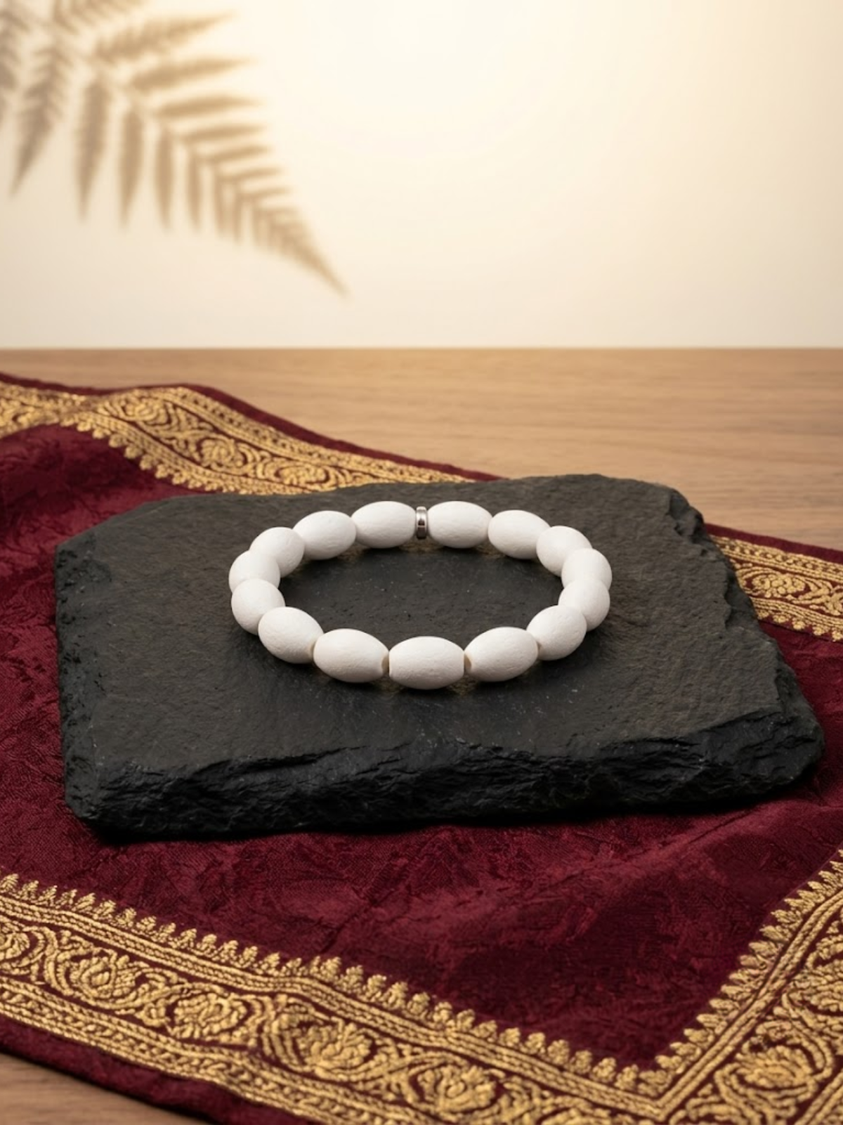 Natural White Coral Drum Shape Bracelet | Healing & Meditation Gemstone