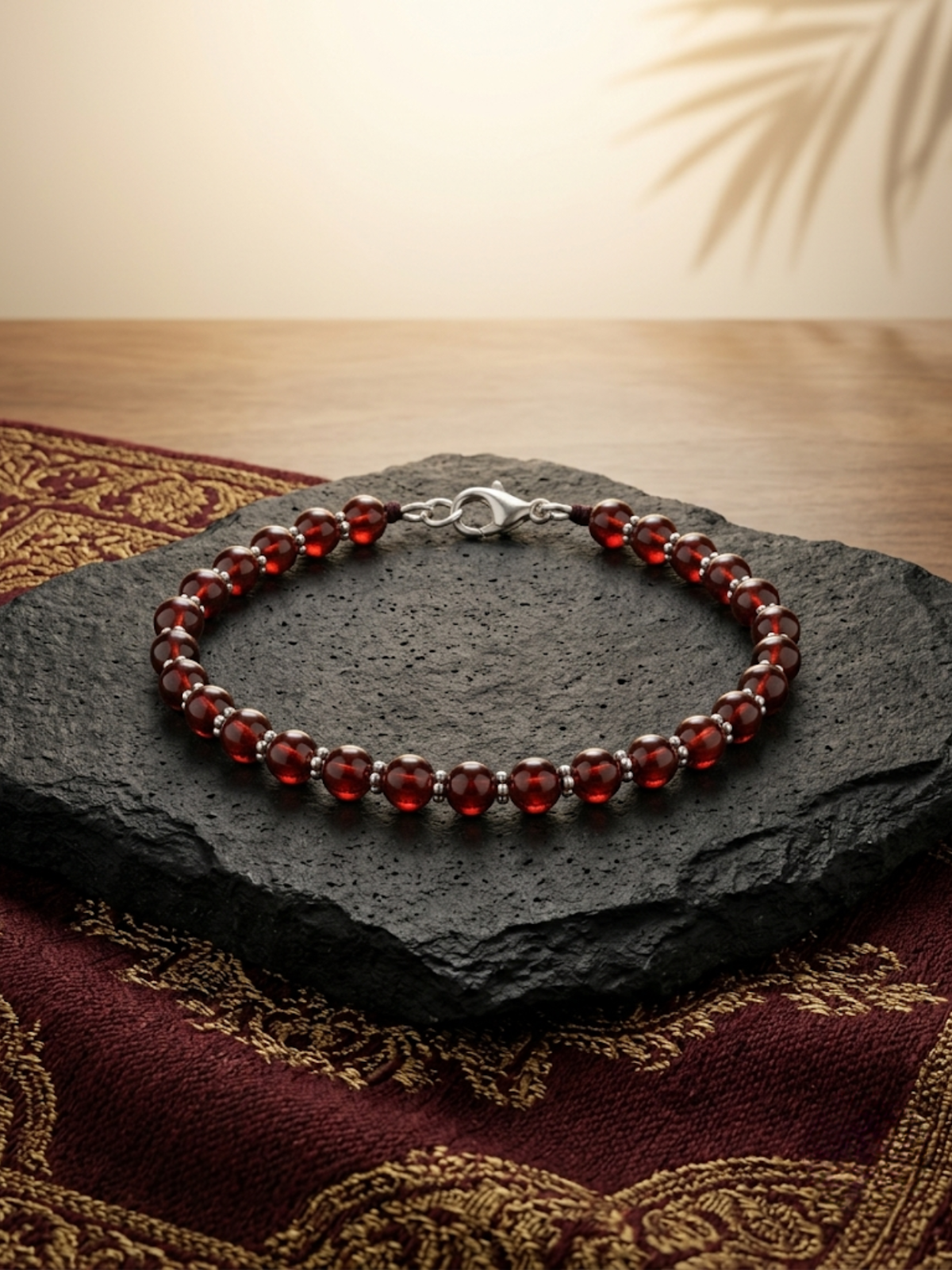 Natural Gomed 925 Silver Chakri Bracelet – 8mm Healing Gemstone Bracelet