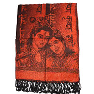 Radha Krishna Shawl in Soft Jacquard Fabric (I)-Orange