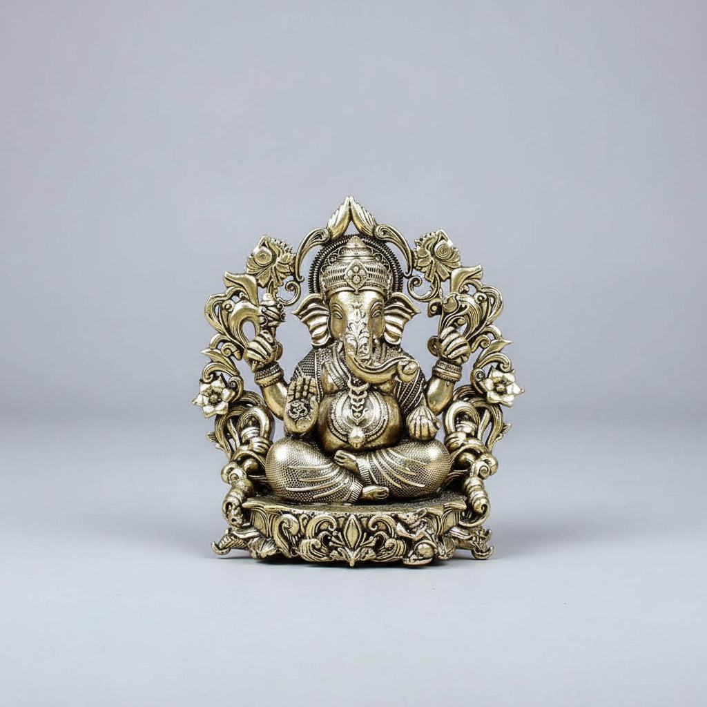 Lord Ganesh with Floral Frame Ashtadhatu Idol