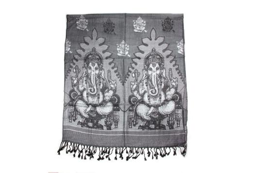 Ganesha Shawl in Soft Jacquard Fabric-Coffee Brown