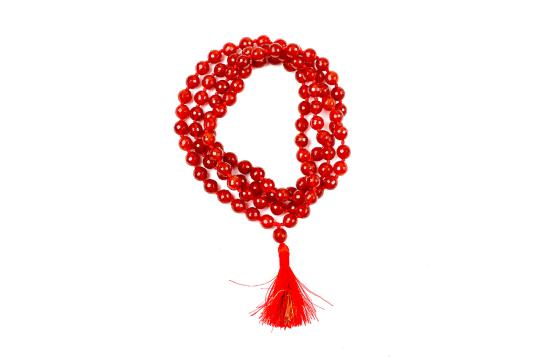 Red Carnelian Mala Faceted (8 mm)-108+1 Beads
