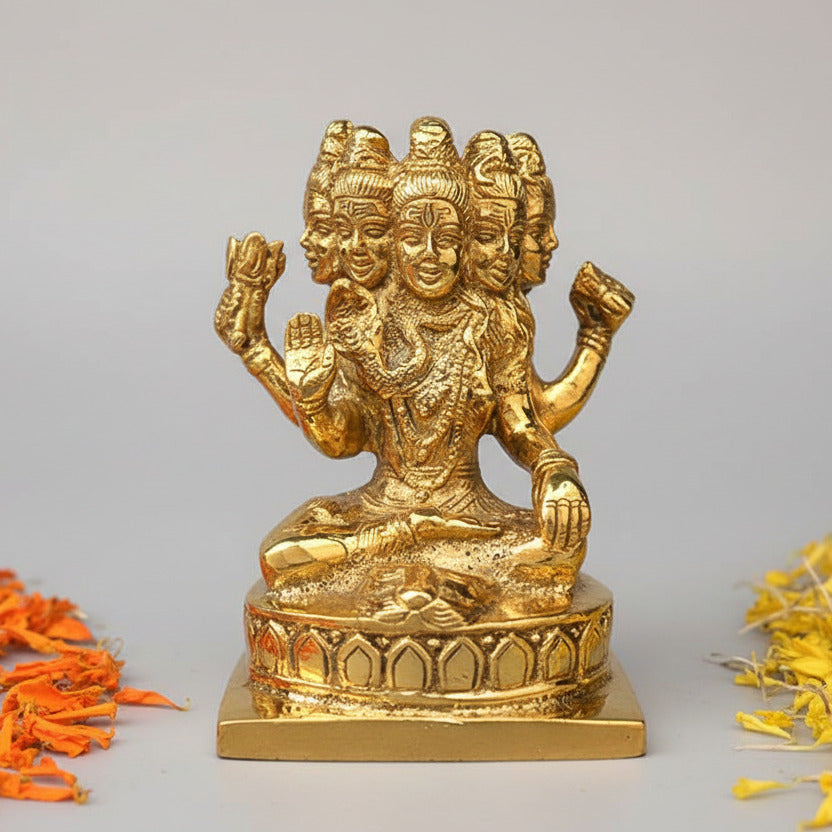 Pashupatinath Brass Idol-Gold Finish