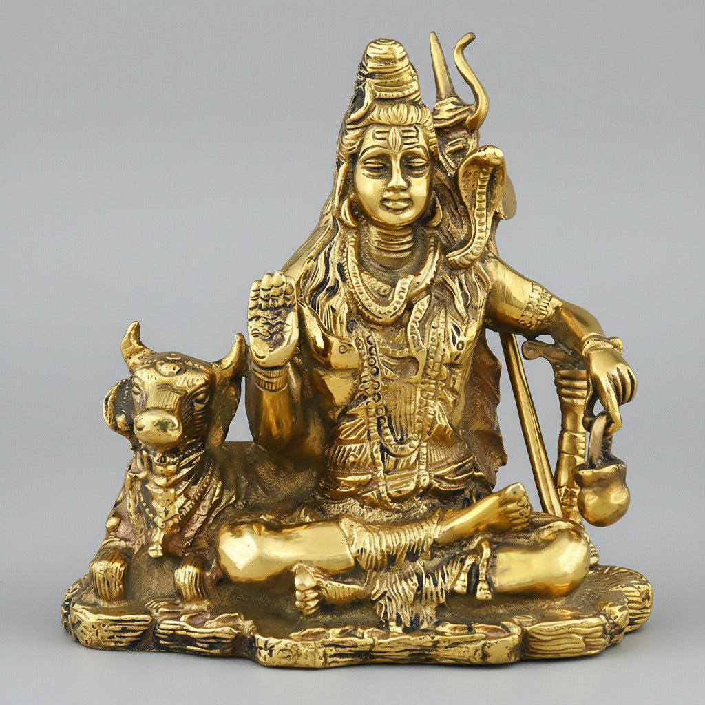 Brass Shiva Meditating Idol Brass Idol-Antique Finish