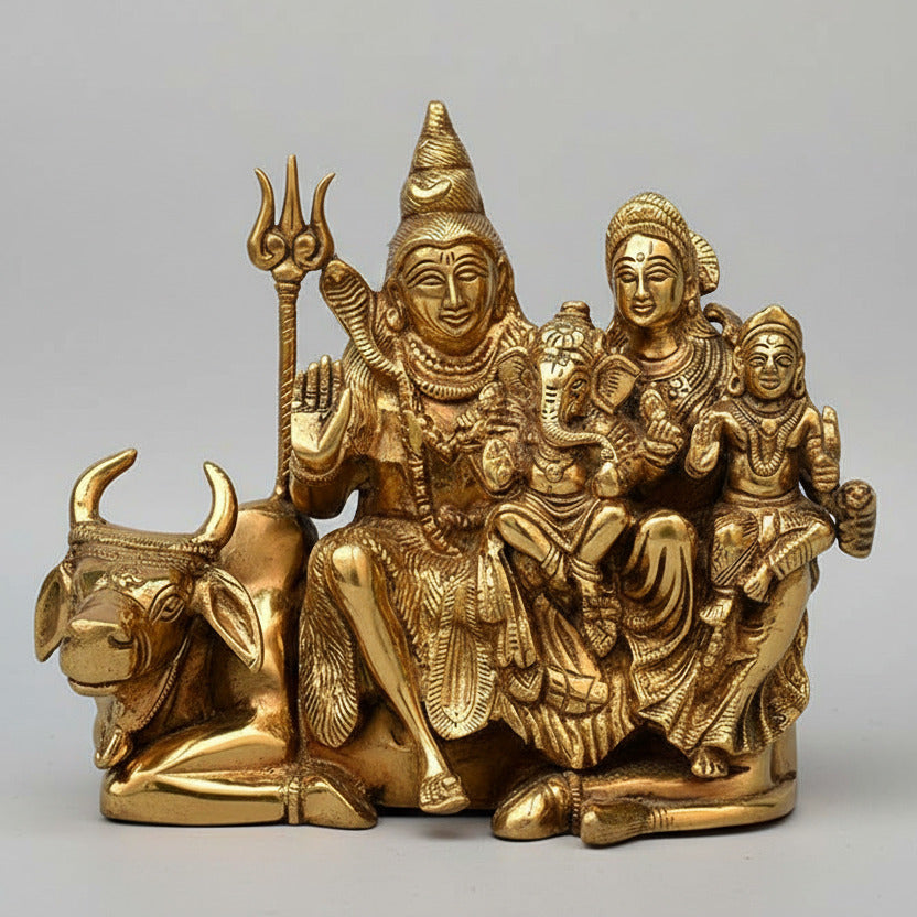 Shiv Parivar Brass Idol-Gold Finish