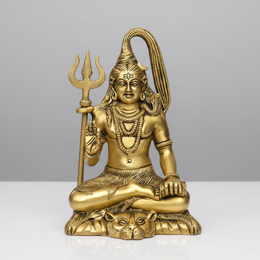 Meditating Shiva Brass Idol