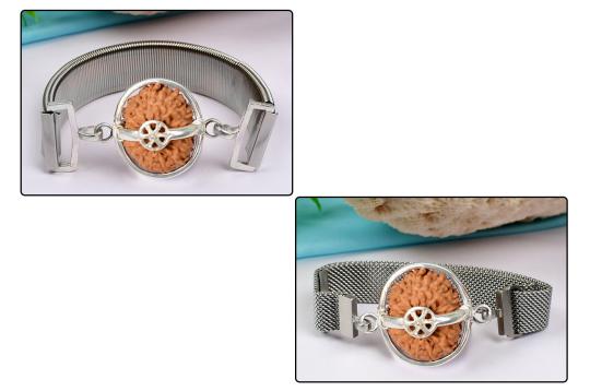 Mahamrityunjaya Mantra Kavach (Java)-Regular-Silver Basket With Metallic Stretchable/Magnetic Band