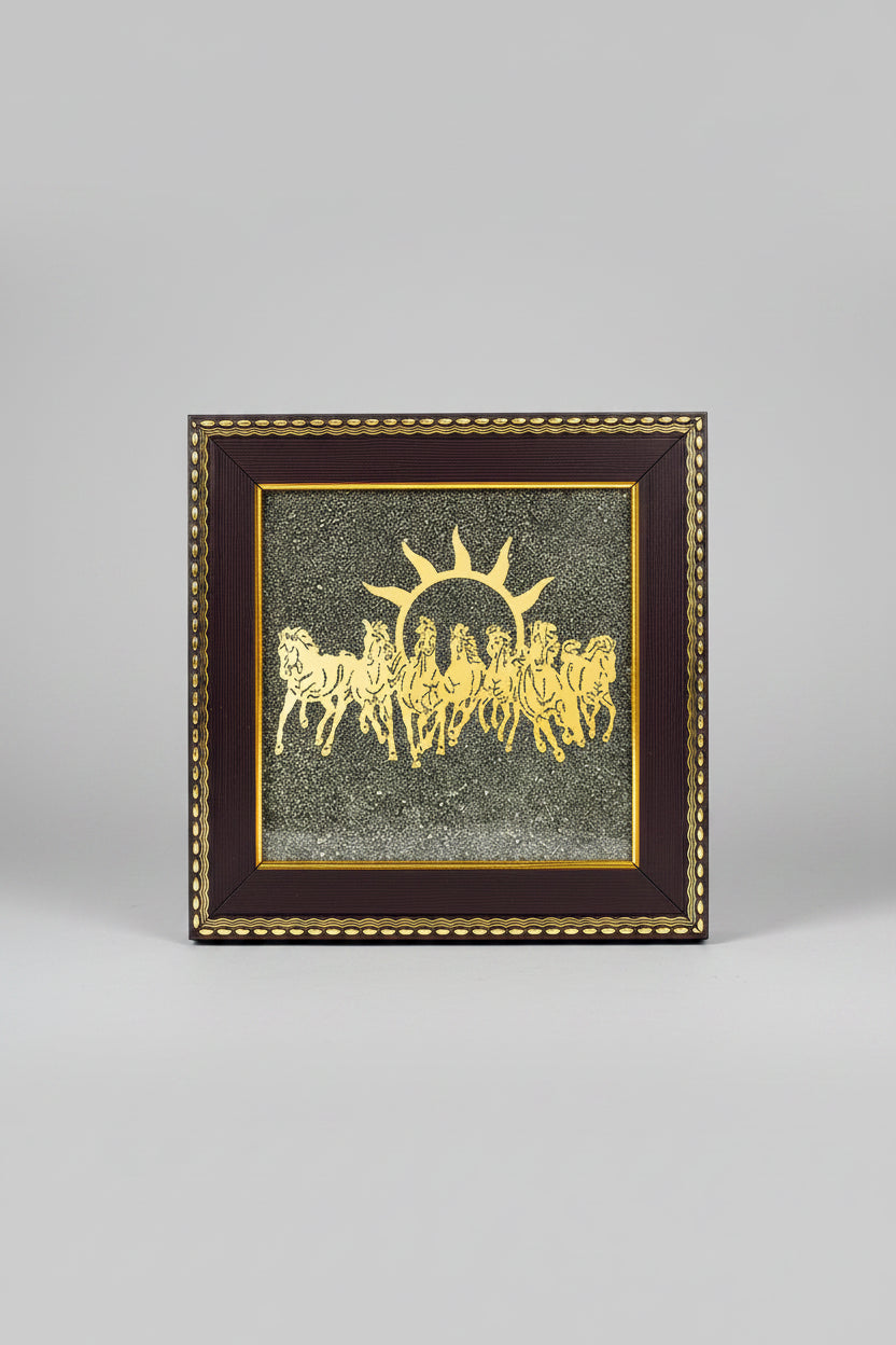 7 Horses on Raw Pyrite Frame