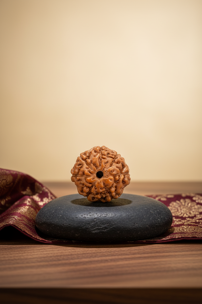 Luxury 7 Mukhi Rudraksha 16mm Large – Matte Black Stone Edition
