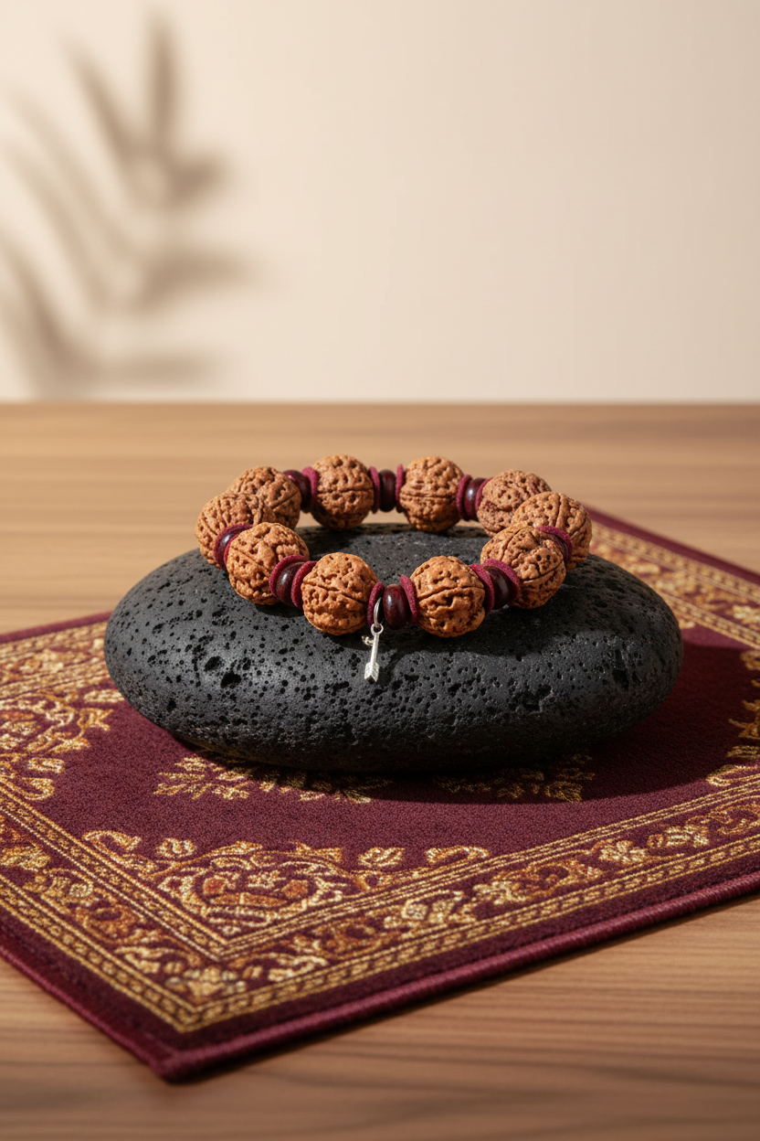 4 Mukhi Nepal Bracelet with Red Sandalwood Beads