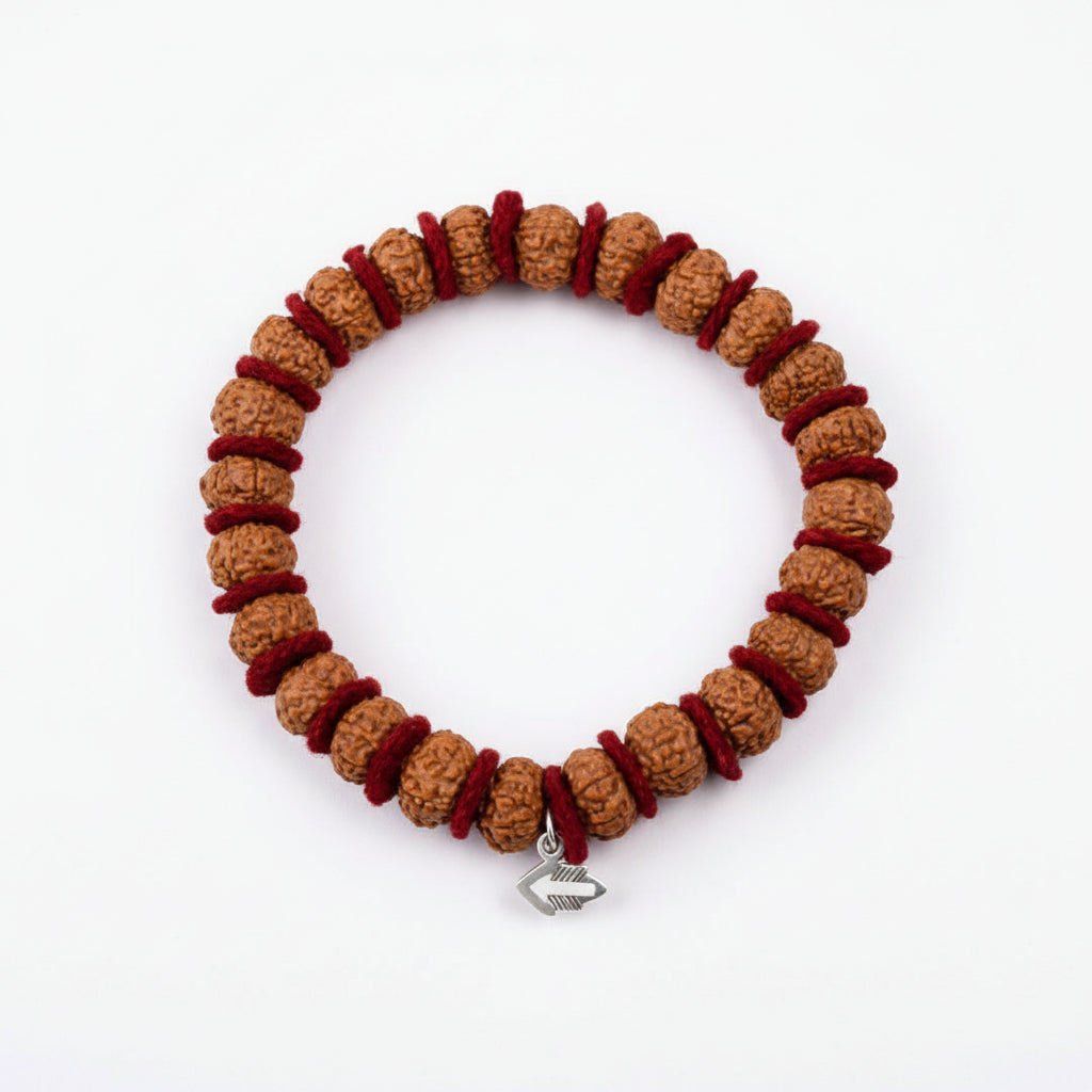 8 Mukhi Ganesha Bracelet From Java In Woolen Spacers-10 mm