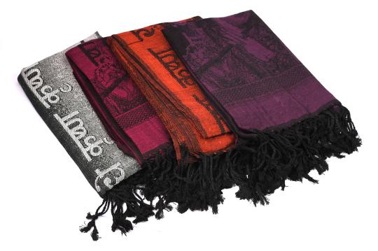Radha Krishna Shawl in Soft Jacquard Fabric (I)-Orange