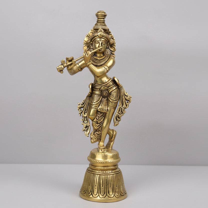 Bansuri KrishnaPlaying Flute) Superfine Brass Idol