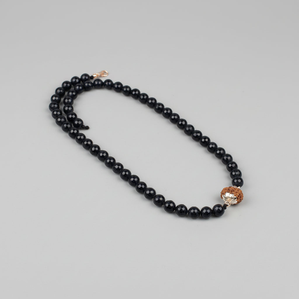 17 Mukhi Java with Blue Sapphire Faceted Mala