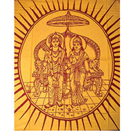 Ram Sita in Sinhasan Shawl-Saffron