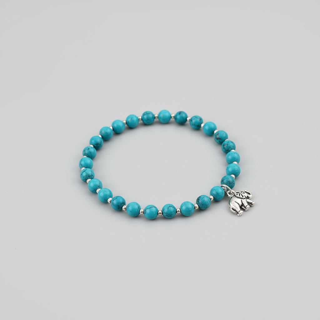 Turquoise Bracelet in Silver Ball-6 mm
