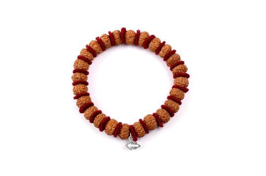 9 Mukhi Durga Shakti Bracelet From Java In Woolen Spacers-14 mm