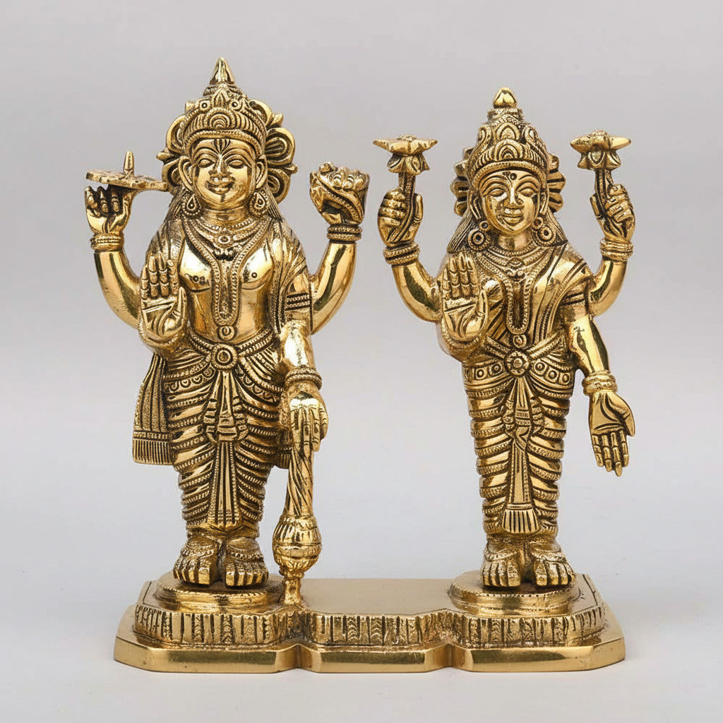 God Vishnu Lakshmi Brass Idol