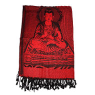 Lord Buddha Shawl in Soft Jacquard Fabric-Maroon