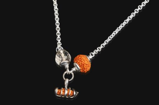 Cosmic Union (Java)-Regular-With Quartz Crystal & Rudraksha in Silver Chain